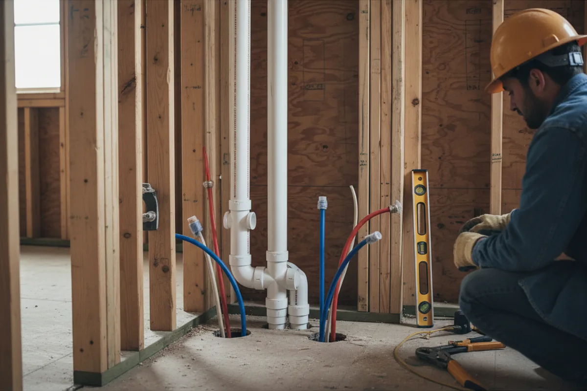 Drain and supply rough-in during Garbage Disposal Repair in Newtown